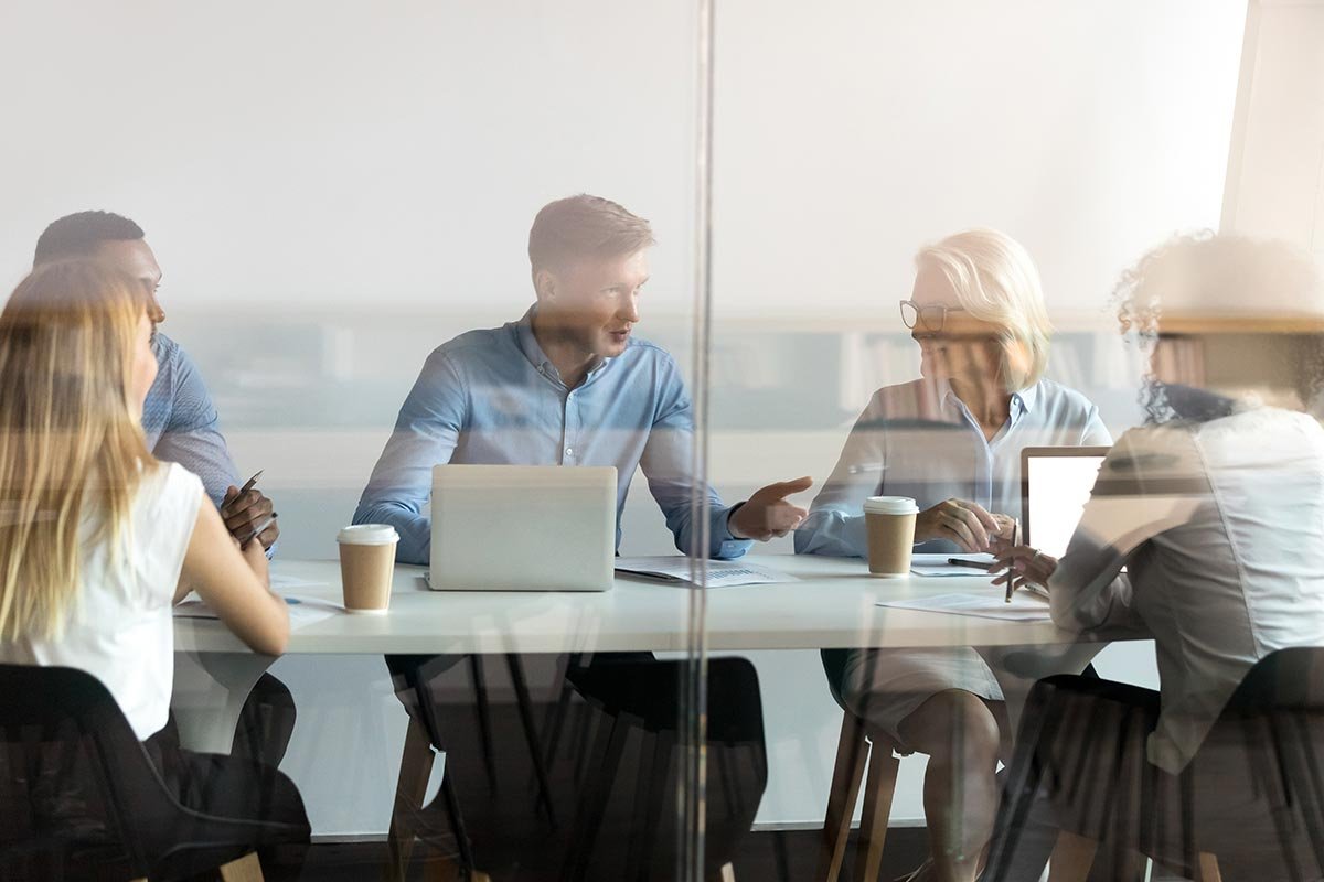 professional employees working in an office
